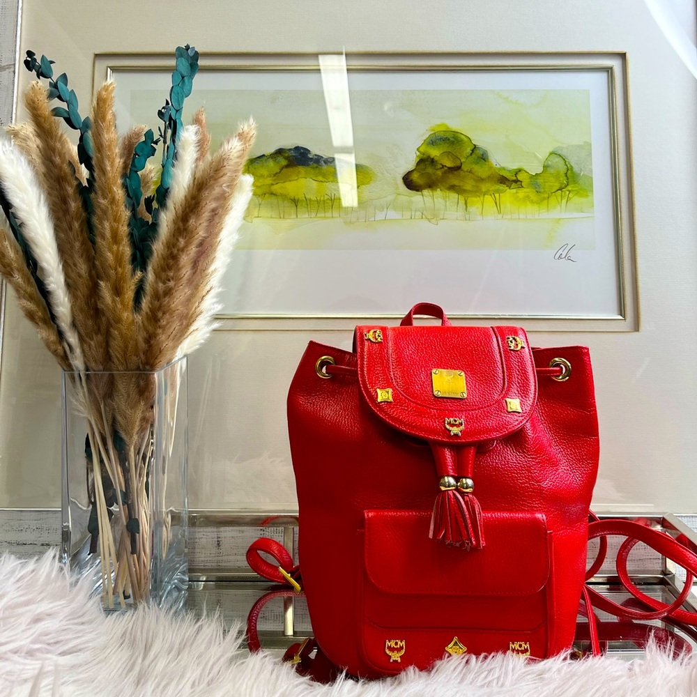 Vintage MCM Red Leather Mini Backpack